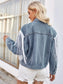 Tassel Button Up Dropped Shoulder Denim Jacket nicholesgifts