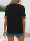 Eyelet Embroidered V-Neck Short Sleeve Blouse nicholesgifts