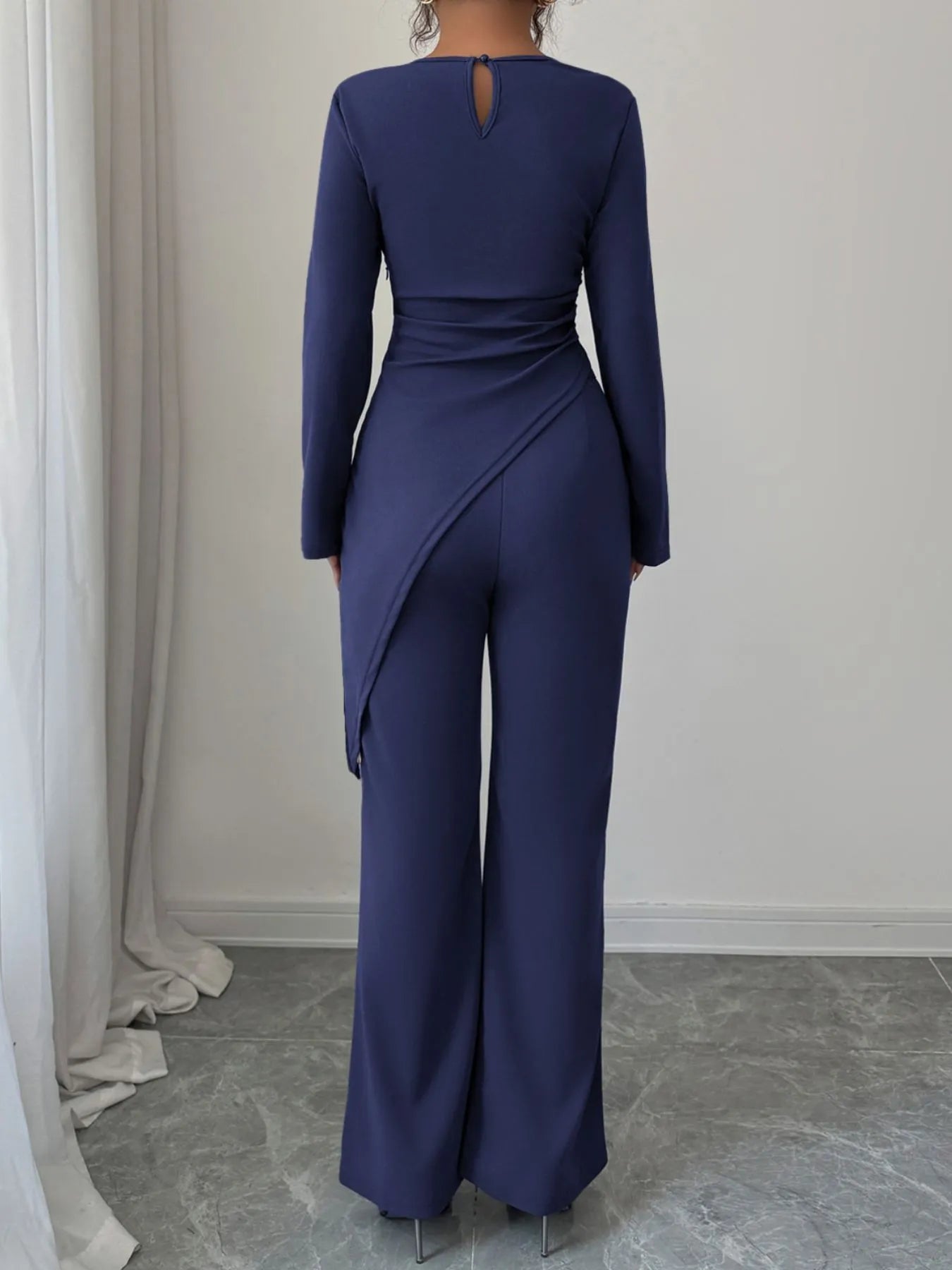 Asymmetric Long Sleeve Top and Pants Set nicholesgifts