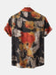 Men's Plus Size Abstract Print Short Sleeve Button-Up Casual Shirt nicholesgifts