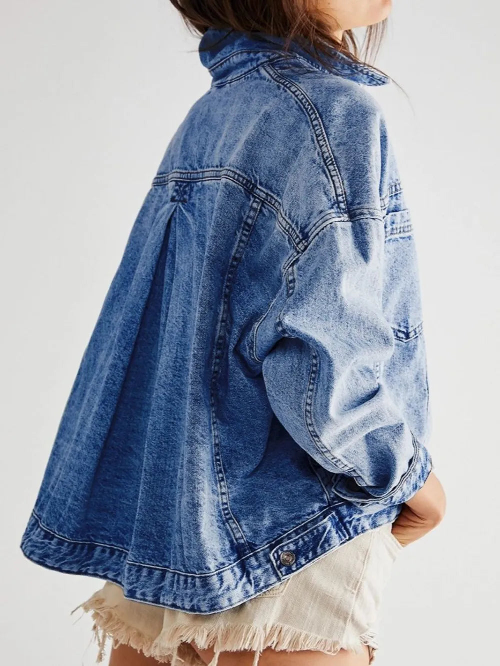 Pocketed Button Up Denim Jacket nicholesgifts
