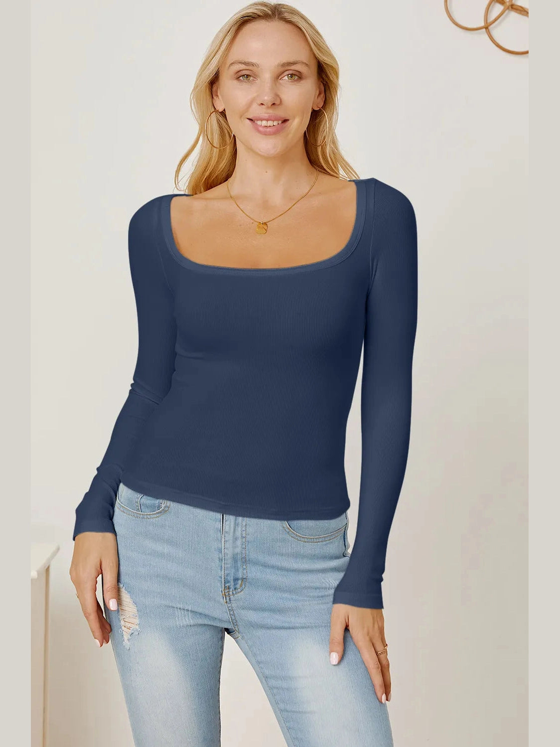 Square Neck Long Sleeve T-Shirt NicholesGifts