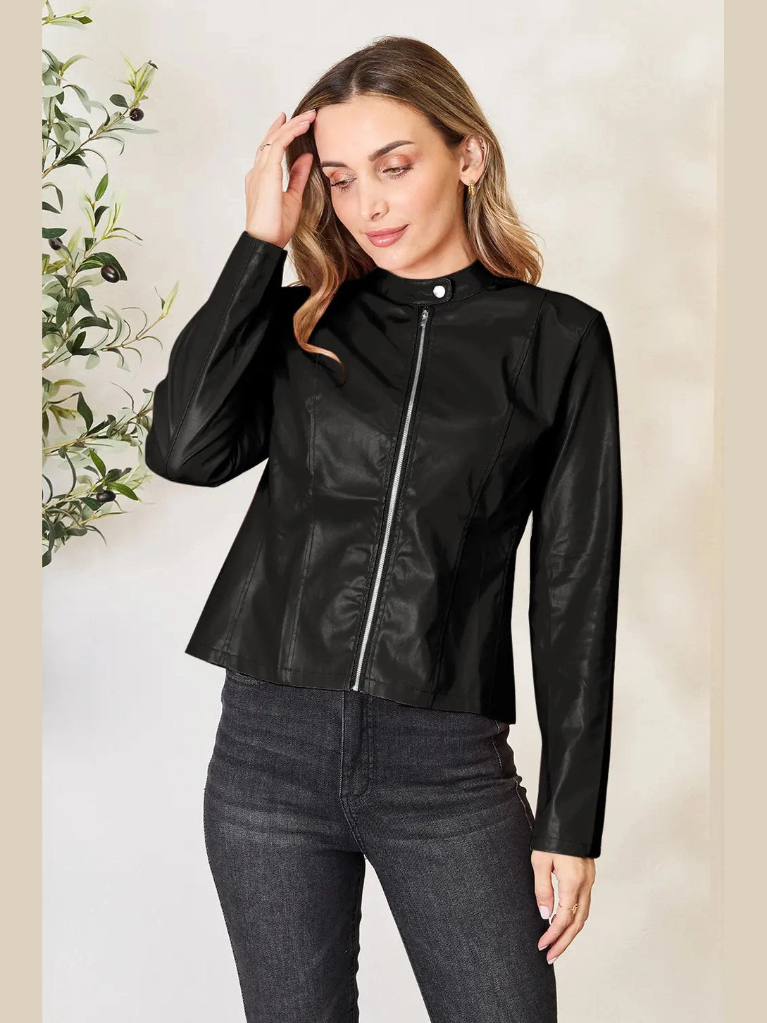 Mock Neck Zip Up Jacket nicholesgifts