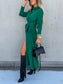 Button Front Long Sleeve Shirt Dress nicholesgifts