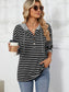 Women Drawstring Striped Long Sleeve Hoodie nicholesgifts