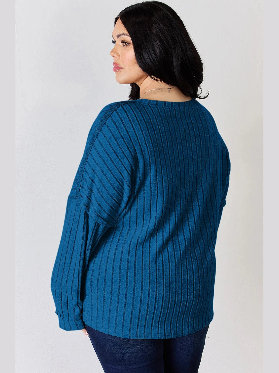 Basic Bae Full Size Ribbed Half Button Long Sleeve T-Shirt nicholesgifts