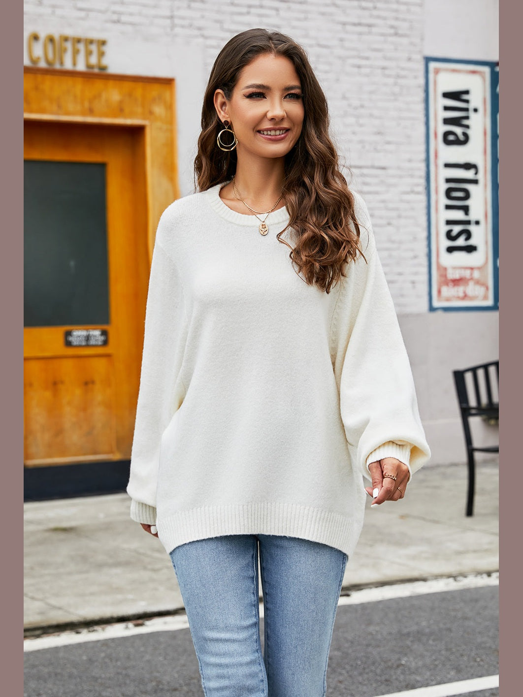 Round Neck Long Sleeve Sweater Trendsi