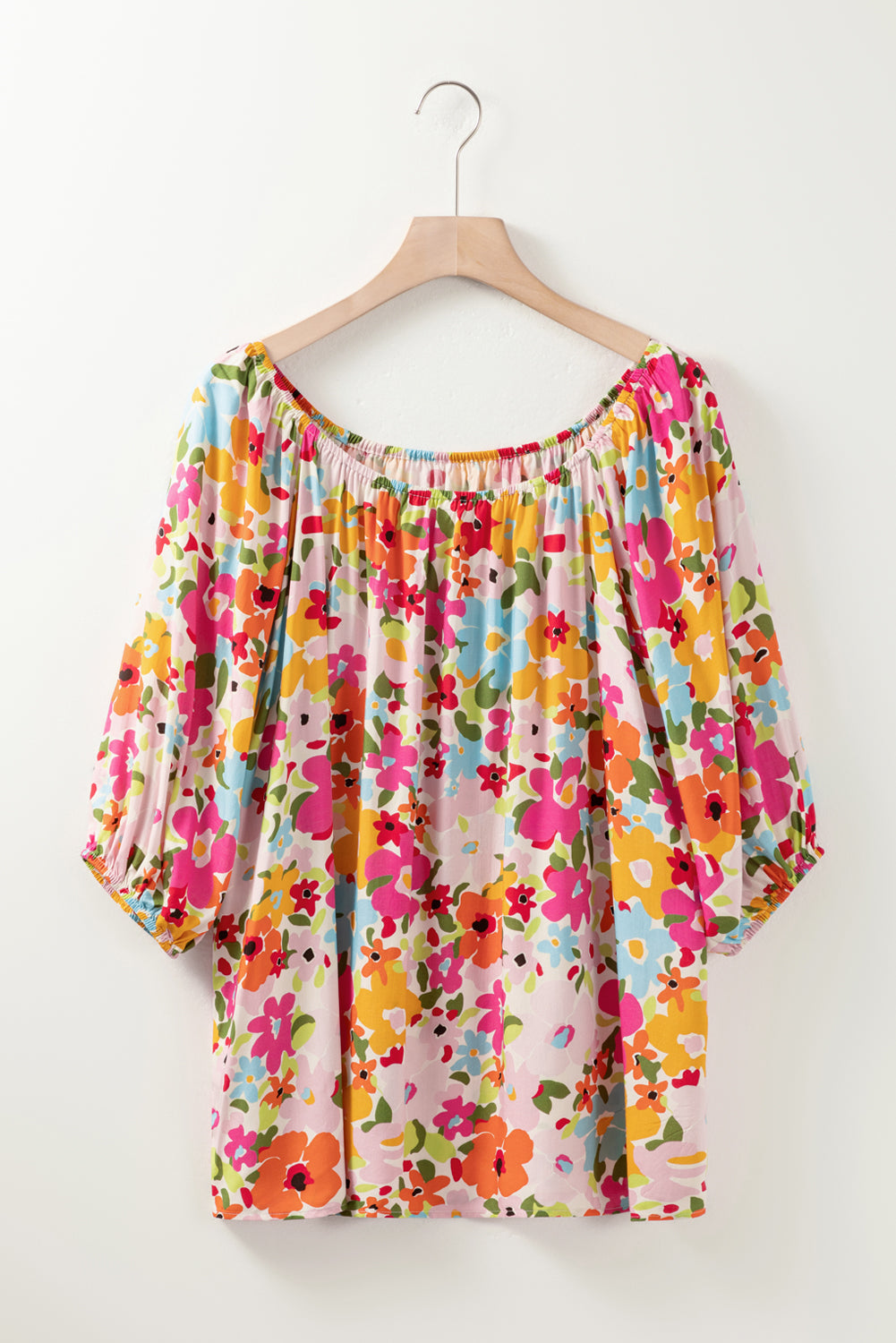 Printed Round Neck Half Sleeve Blouse nicholesgifts