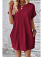 Women Pocketed Round Neck Short Sleeve Dress nicholesgifts