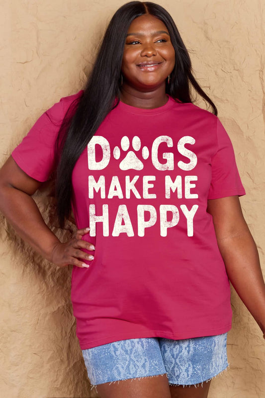 Simply Love Full Size DOGS MAKE ME HAPPY Graphic Cotton T-Shirt nicholesgifts