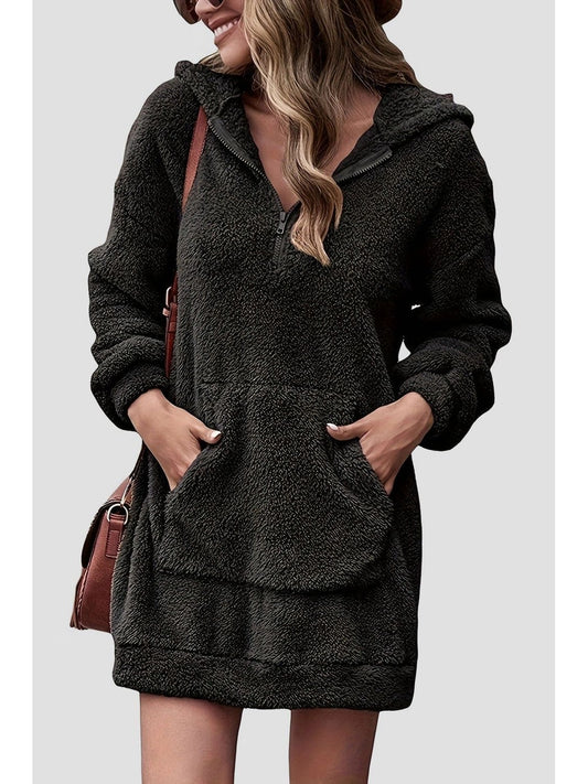 NicholesGifts Women Half Zip Dropped Shoulder Oversized Hoodie NicholesGifts