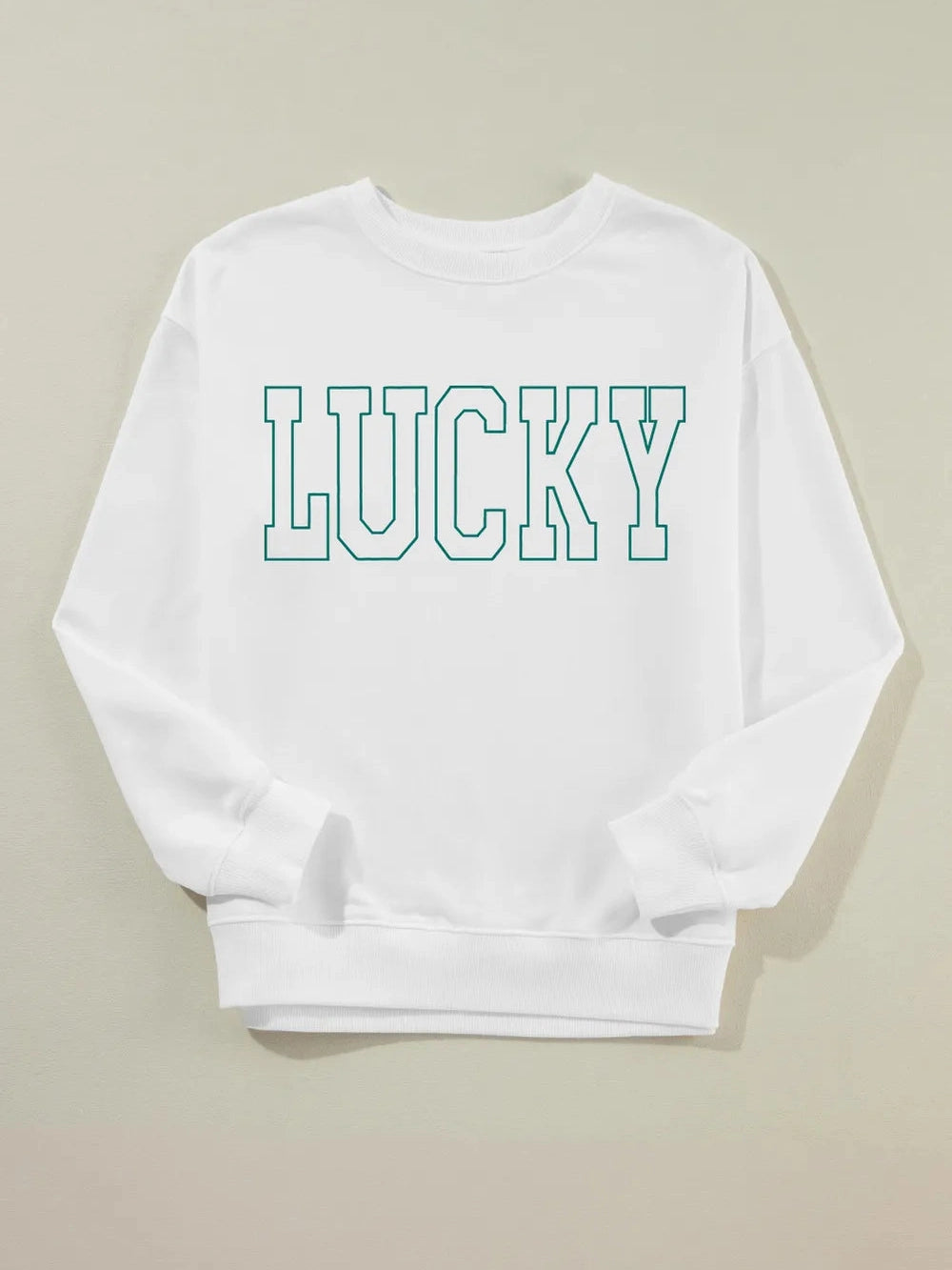 LUCKY Graphic Round Neck Long Sleeve Sweatshirt nicholesgifts