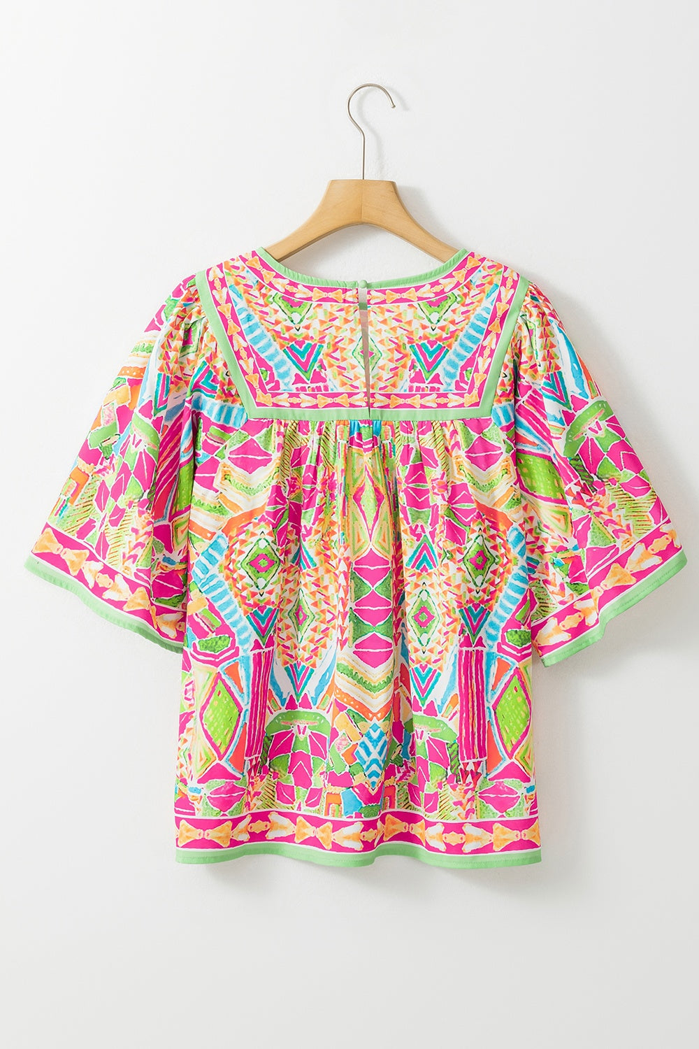 Printed Round Neck Half Sleeve Blouse nicholesgifts