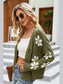 Floral Ribbed Trim Drop Shoulder Cardigan nicholesgifts