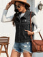 Collared Neck Sleeveless Denim Jacket nicholesgifts