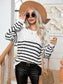 Striped Round Neck Cable-Knit Sweater nicholesgifts