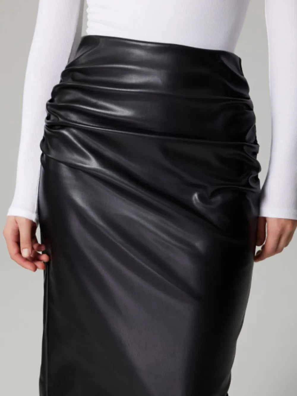 Women Slit Back Ruched Midi Skirt nicholesgifts