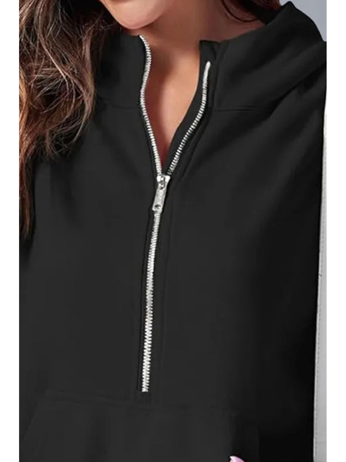 Women Half Zip Short Sleeve Hoodie nicholesgifts