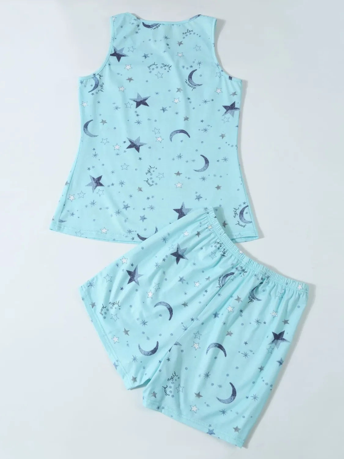 Printed Round Neck Top and Shorts Lounge Set nicholesgifts