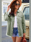 Button Up Pocketed Raw Hem Denim Jacket nicholesgifts