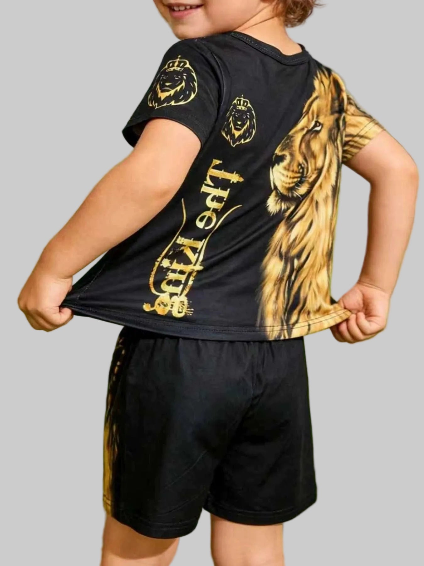 Children's King Graphic Short Sleeve Tee and Shorts Set nicholesgifts