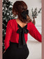 Women Bowknot V-Neck Long Sleeve Blouse nicholesgifts