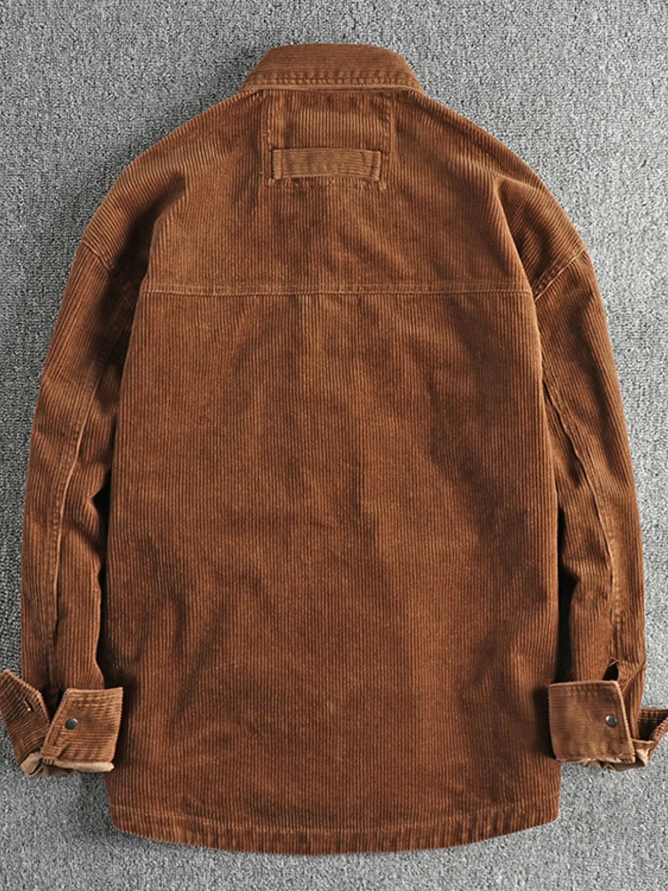 Men's Plus Size Corduroy Button Up Long Sleeve Jacket Trendsi