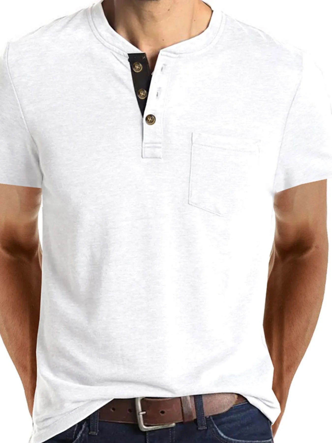 Men's Full Size Classic Henley Pocket Polo T-Shirt Plus Size NicholesGifts