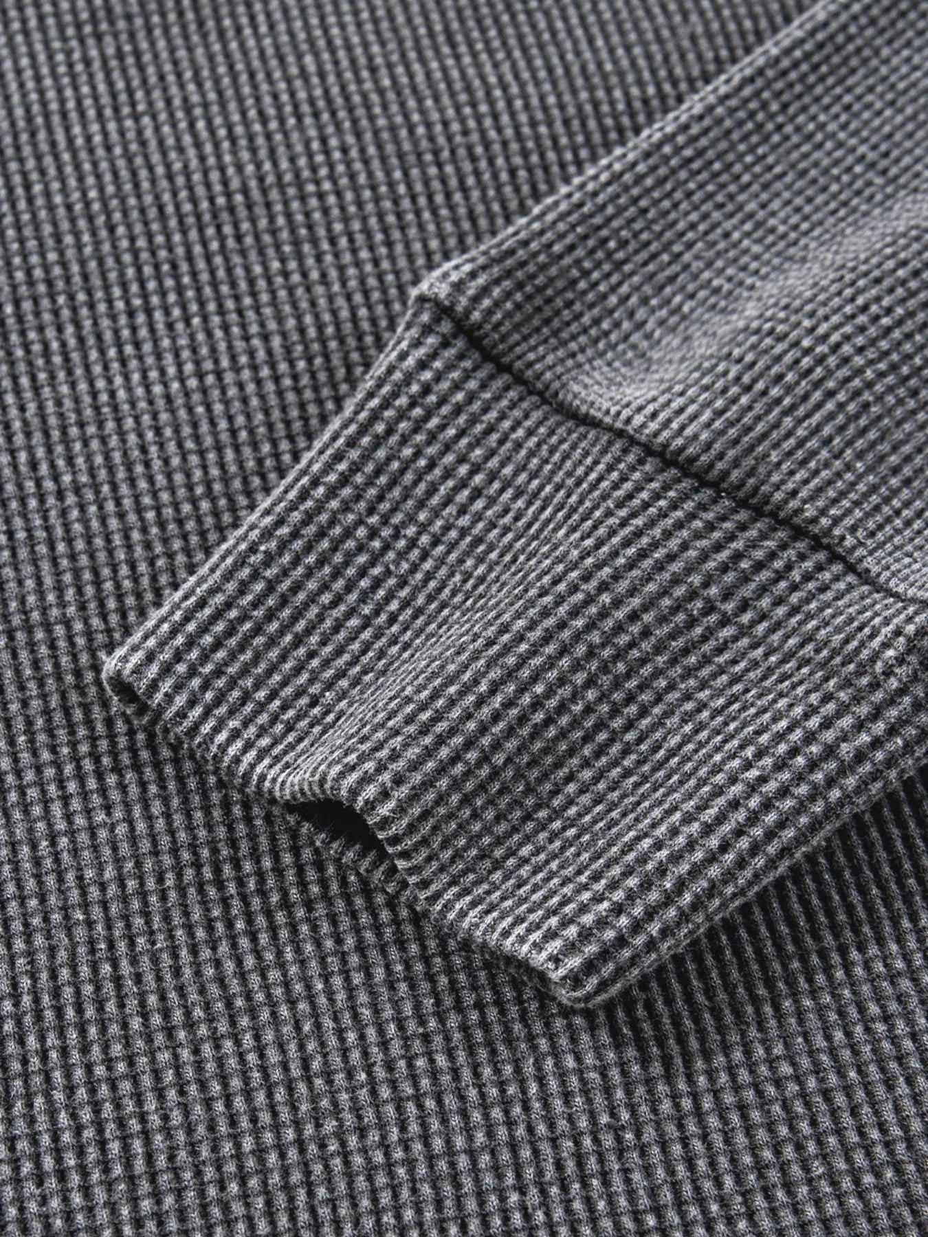 Waffle Knit Patchwork Long Sleeve Loose Sweatshirt Trendsi