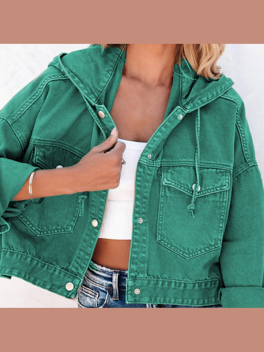 Hooded Dropped Shoulder Denim Jacket nicholesgifts