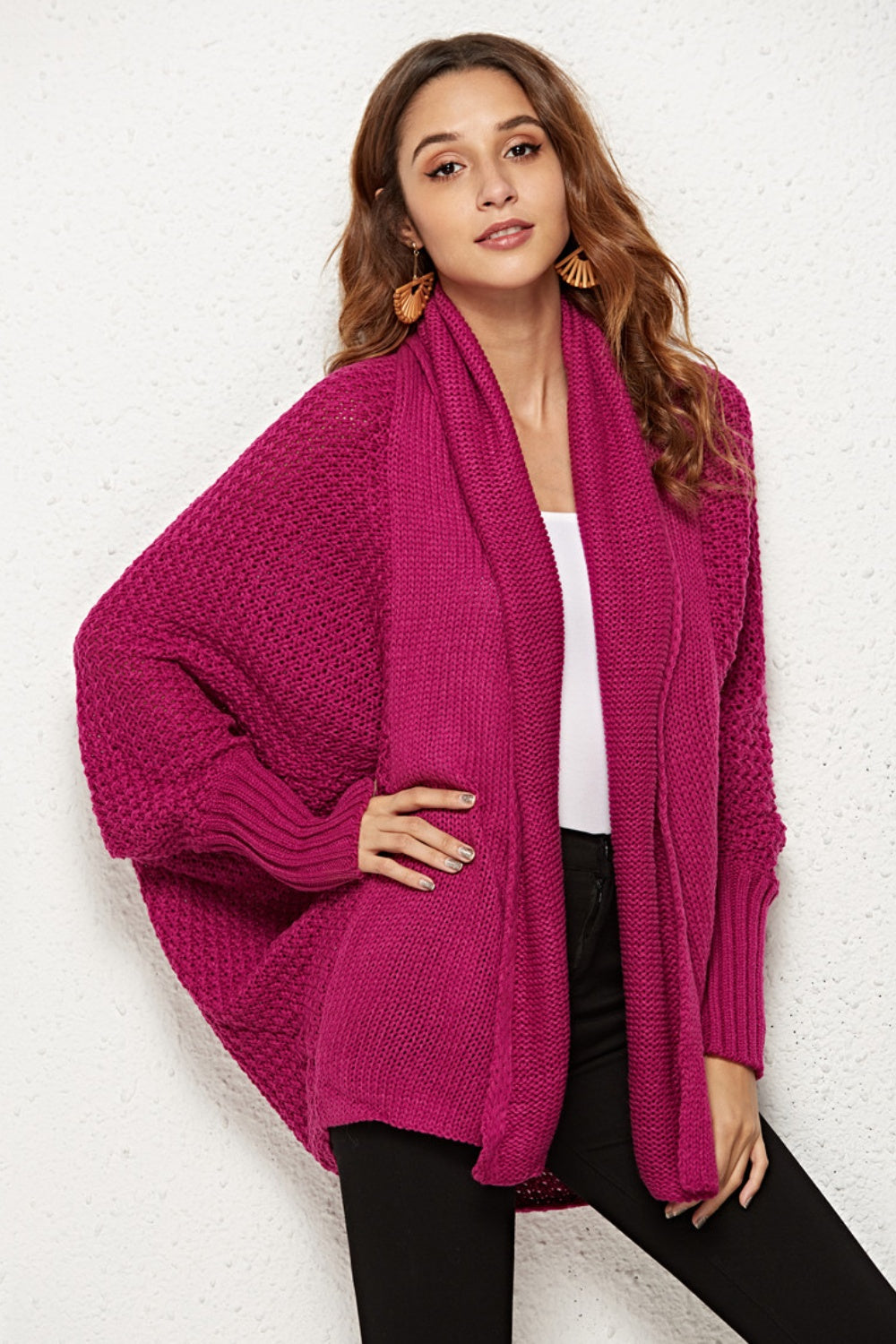 Open Front Batwing Sleeve Cardigan nicholesgifts