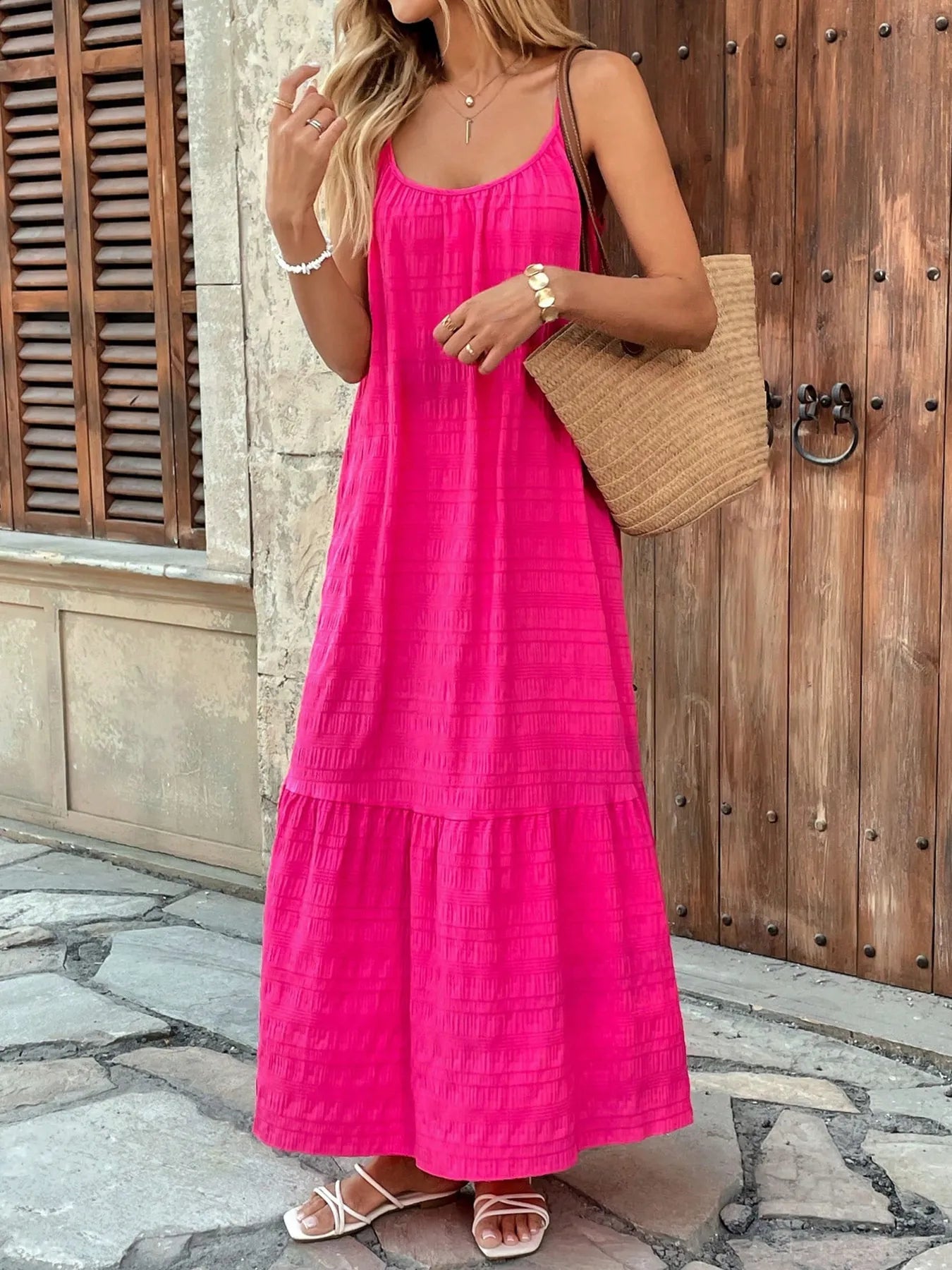 Scoop Neck Tiered Maxi Cami Dress NicholesGifts