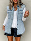 Collared Neck Button Up Denim Vest nicholesgifts