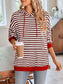 Lovelet Drawstring Striped Long Sleeve Hoodie Trendsi