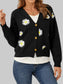 Women Flower Button Front Dropped Shoulder Cardigan nicholesgifts