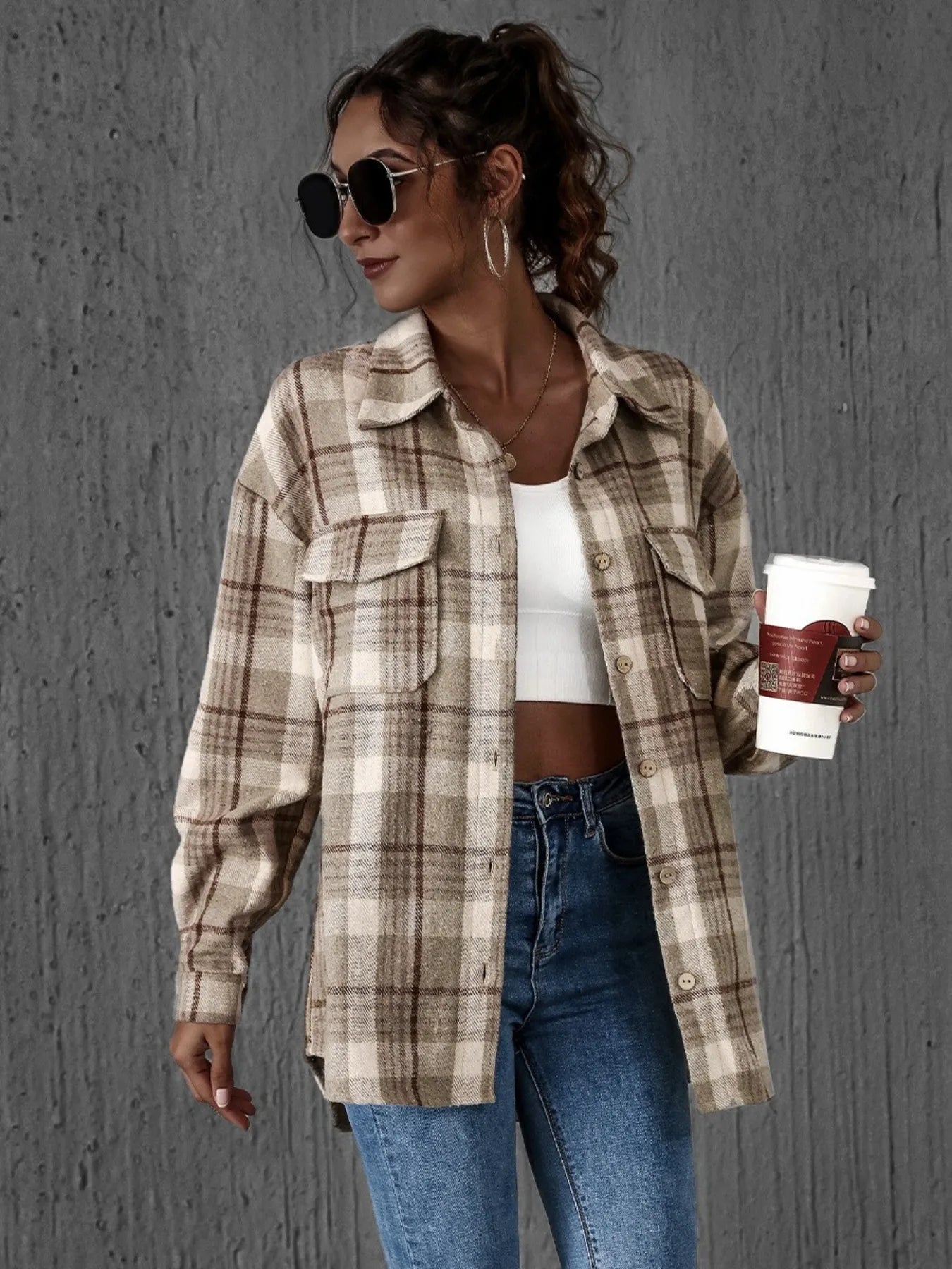 Plaid Button-Up Long Sleeve Shirt NicholesGifts