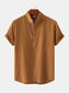 Men's Mandarin Collar Short Sleeve Henley Shirt nicholesgifts
