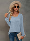 Heathered Square Neck Long Sleeve T-Shirt nicholesgifts