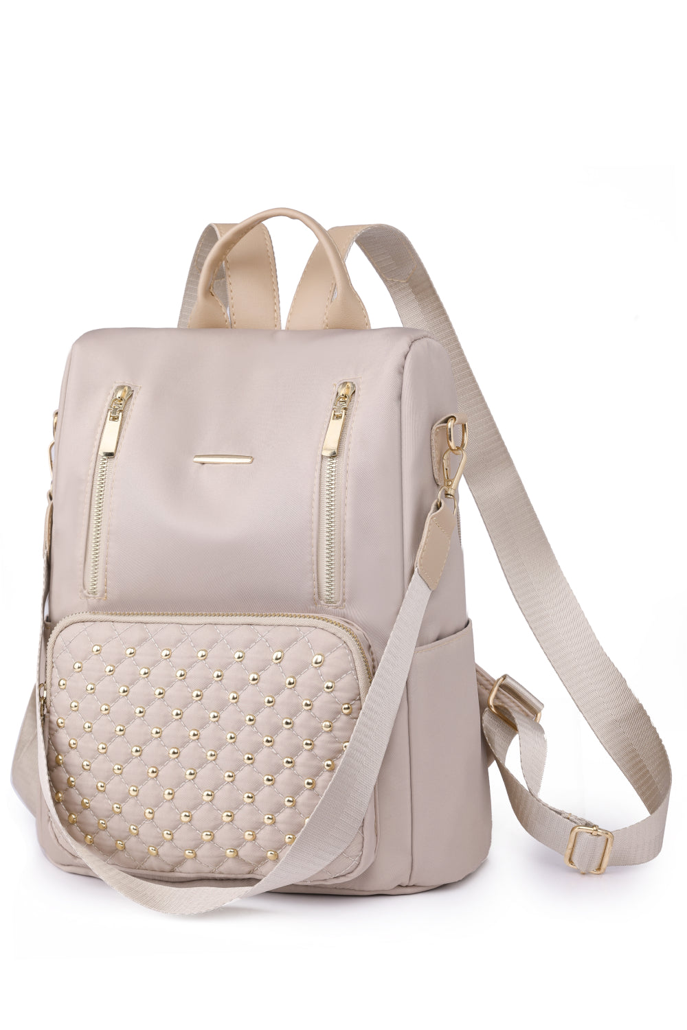 Zipper Pocket Beaded Backpack Trendsi