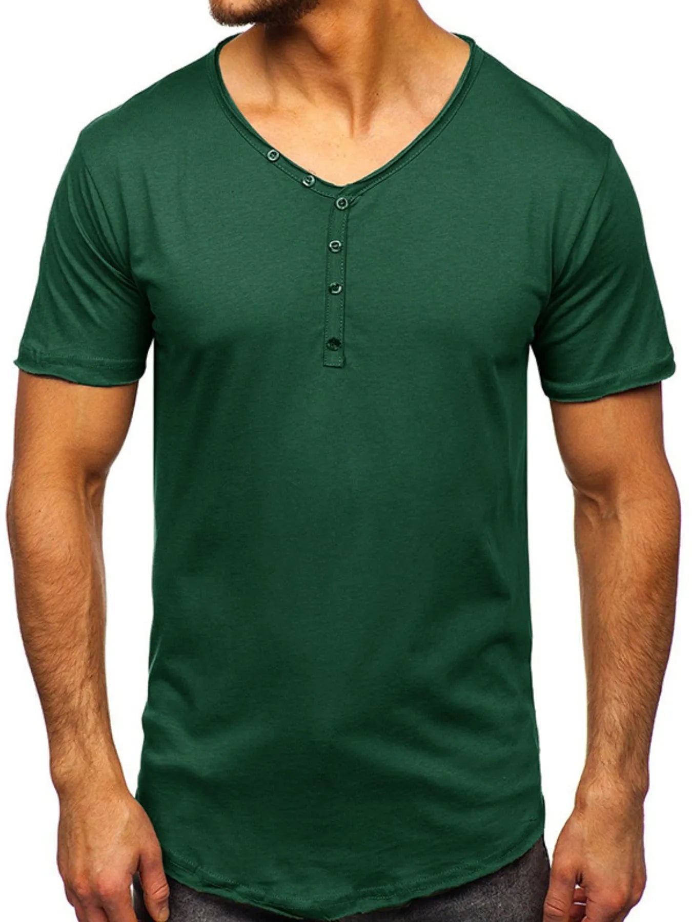 Men's V-Neck Henley Polo T-Shirt NicholesGifts