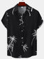 Men's Plus Size Tropical Palm Print Short Sleeve Button Down Shirt nicholesgifts