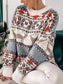 Women Geometric Round Neck Dropped Shoulder Sweater nicholesgifts