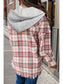 Plaid Raw Hem Drawstring Hooded Jacket nicholesgifts
