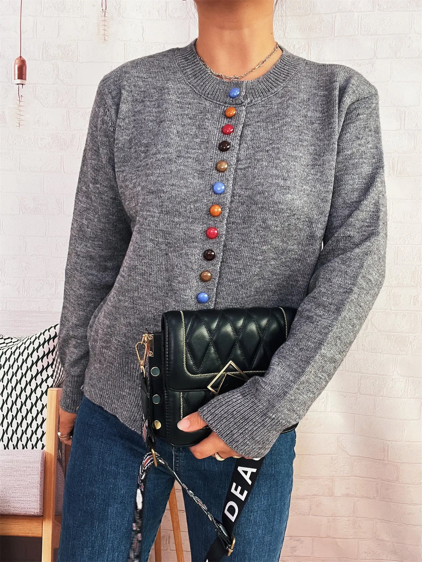 Button Up Long Sleeve Cardigan