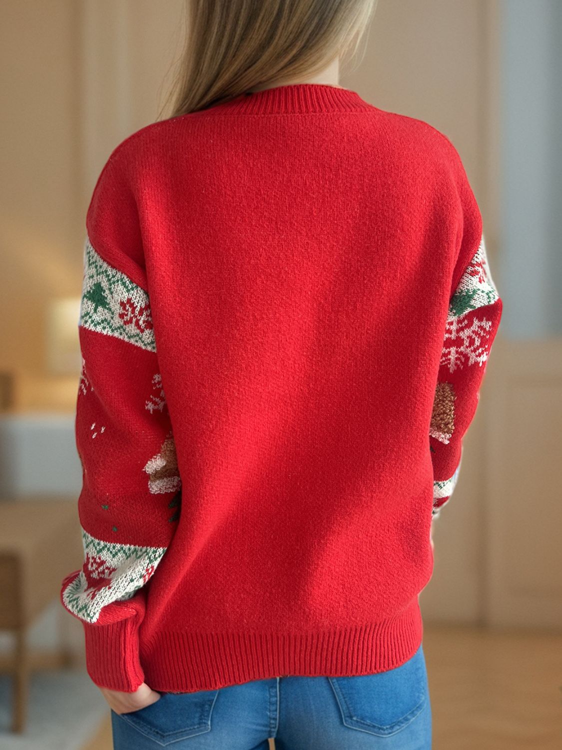 Christmas Element Round Neck Long Sleeve Sweater NicholesGifts