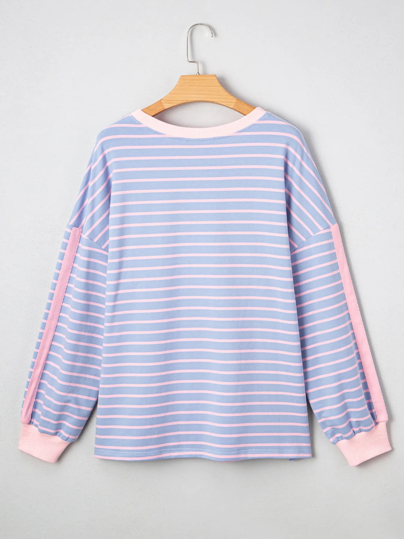 Stripe Oversize Contrast Trim Drop Shoulder Sweatshirt