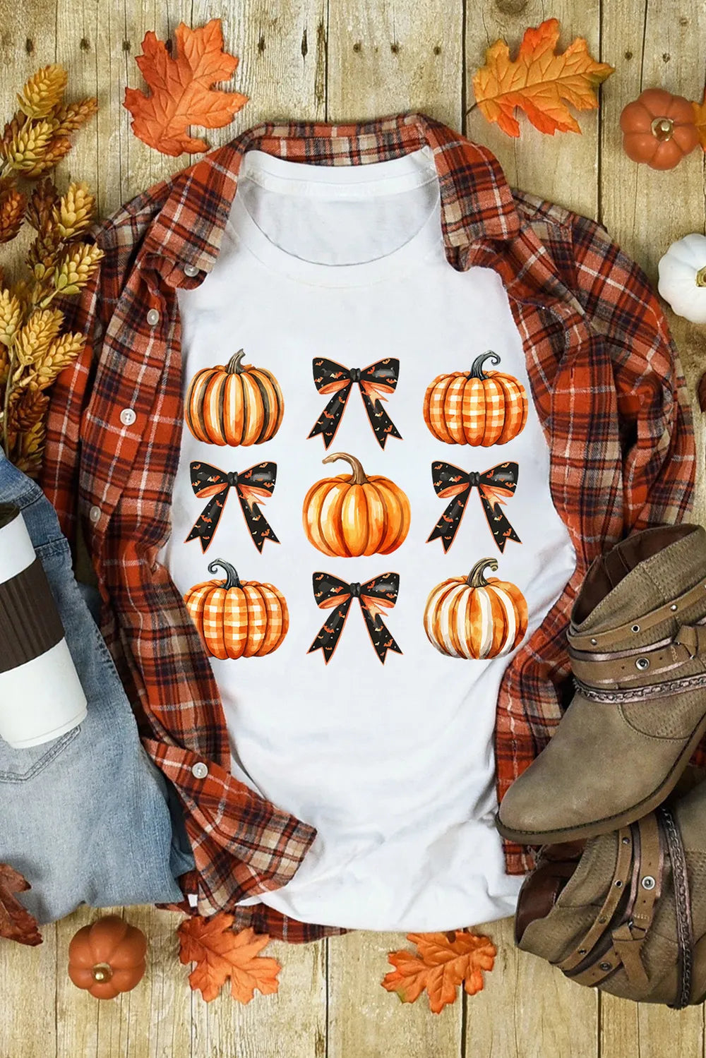 Pumpkin Round Neck Short Sleeve T-Shirt Trendsi