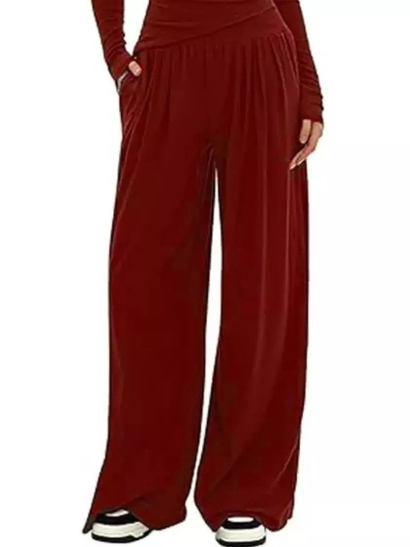 Casual Long Sleeve Top and Wide Leg Pants Set nicholesgifts