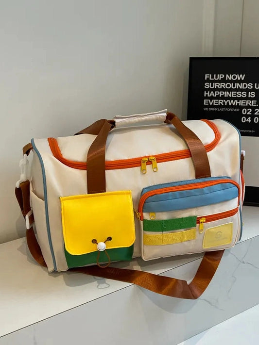 Color Block Multi-Pockets Travel Bag Trendsi