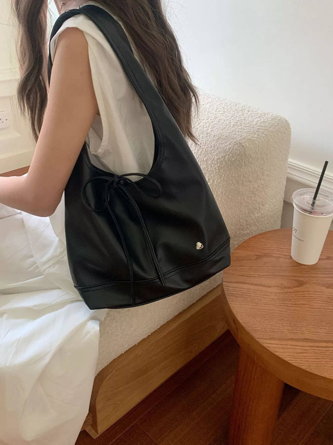 Leather Tied Shoulder Bag nicholesgifts